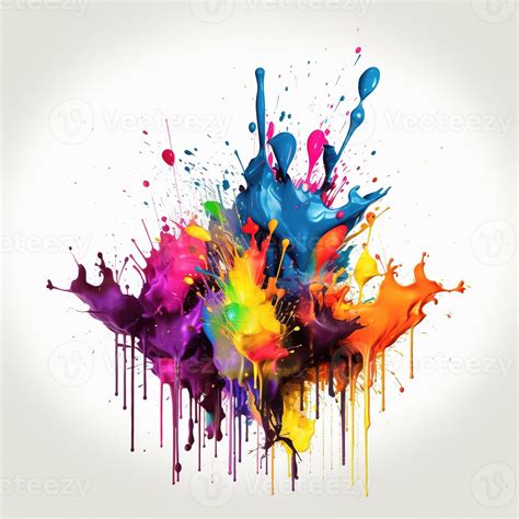 Bright Ink Or Watercolor Splash Splatter Stain Brush Strokes On White Background 24867000