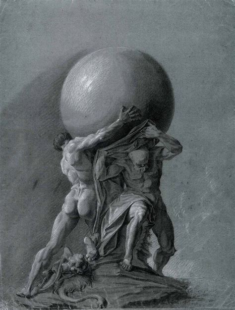 Hercules And Atlas C 1759 Nathaniel Smith British Charcoal