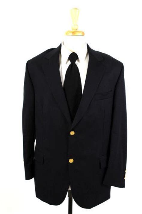 Mens Navy Blue BOTANY 500 Blazer Jacket Sport Coat Gold Buttons Wool L