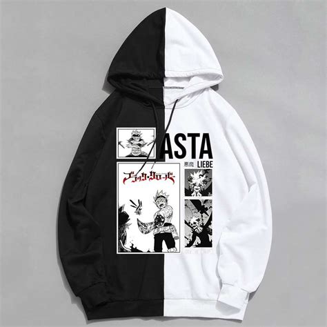 Black Clover Asta Printed Anime Splited Color Hoodie Al0912 Black