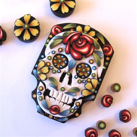 Sugar Skull Pendant Bead Set Polymer Clay Bead Supply