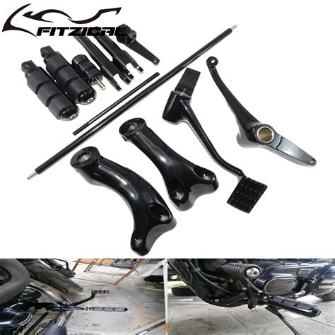 Motorcycle Black Forward Controls Complete Kit Pegs Levers Linkages For