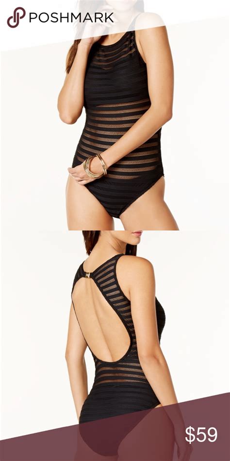 Ralph Lauren Black Mesh Bathing Suit Swim Ralph Lauren Womens Mesh