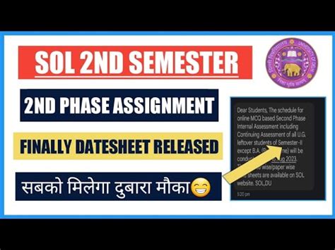 Sol Second Semester Nd Phase Assignment Datesheet Released Ii Aec