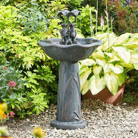 Cm Solar Power Novelty Frog Water Feature Fountain Bird Bath Garden