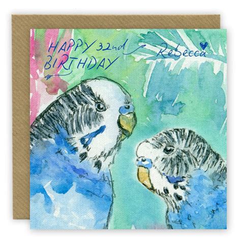 Budgie Birthday Card Parakeet Personalised Birthday Card Etsy