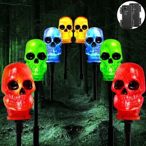 Amazon Halloween Decorations 3D Skull Stakes Light Led Outdoor