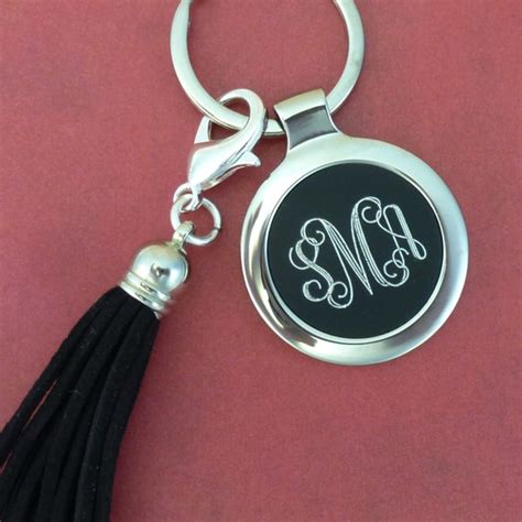 1 Engraved Personalized Monogram Keychain With Tassel FC63024T | Etsy