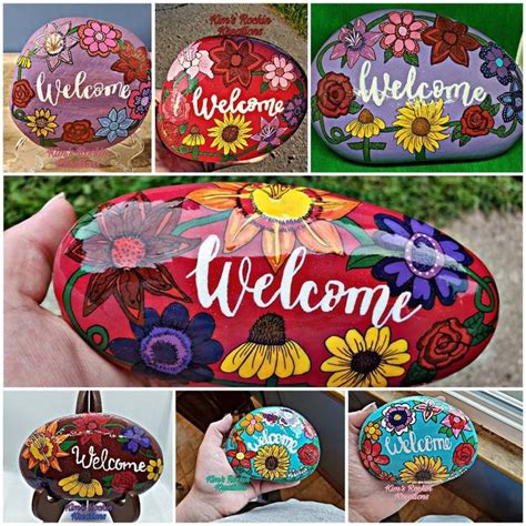 Welcome Display Stone Painted Rock Etsy Stone Painting Rock