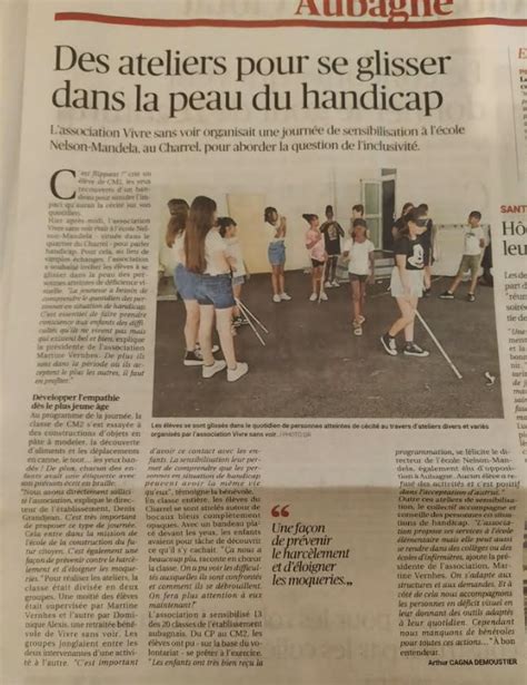 Article dans LA PROVENCE pour les sensibilisations dans lécole Nelson