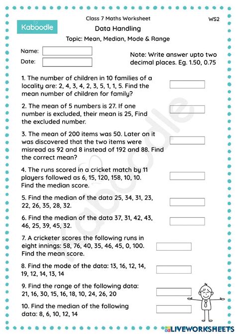 Mean Median Mode Range Worksheets 7th Grade