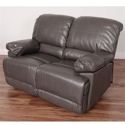 Corliving Lea Brownish Grey Bonded Leather Power Reclining Loveseat With Usb Port Lzy 322 L