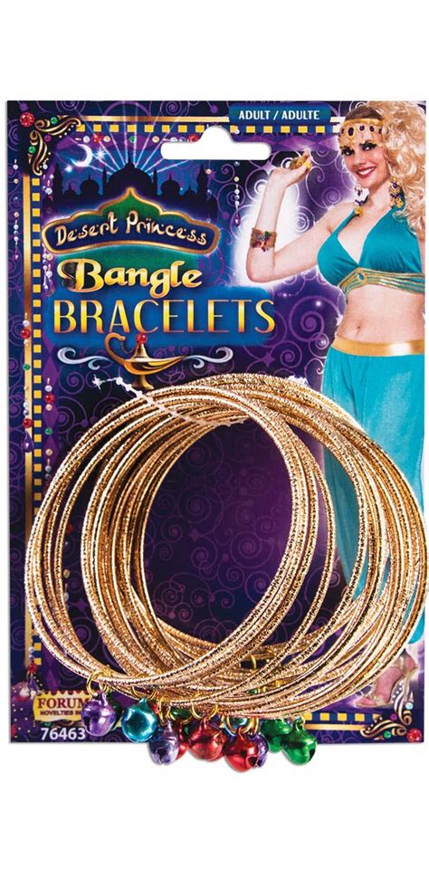 Arabian Princess Gold Bangles Costume Bracelet With Coloured Bells