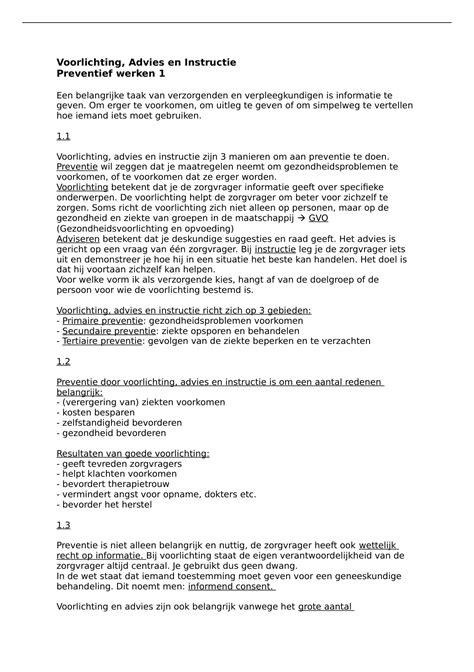 Samenvatting Voorlichting Advies En Instructie Hoofdstuk 1 T M 7