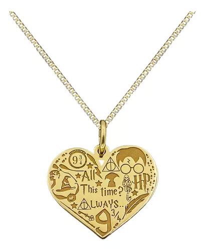 Dije Y Cadena Corazon Harry Potter Baño Oro 24k Plata 925 En Meses