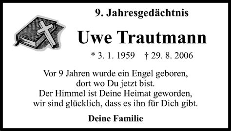 Traueranzeigen Von Uwe Trautmann Trauer In Nrw De