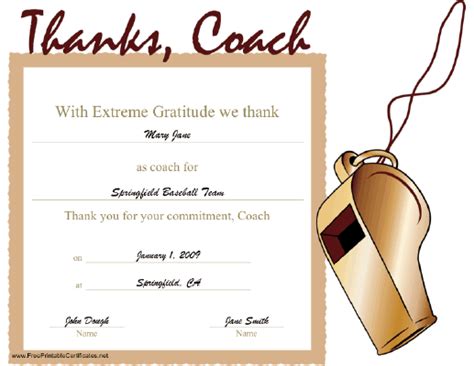 Coach Certificates