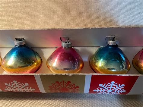 Vintage Coby Glass Products Ombre Glass Ornaments Box Of 5 Christmas Tree Ornaments Read