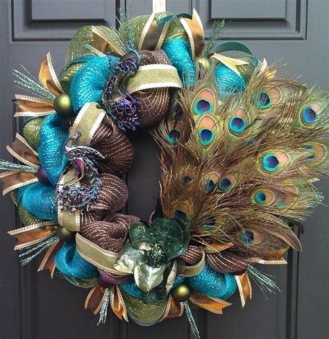 Peacock Mardi Gras Turquoise Brown And Green Deco Mesh Wreath Deco Mesh Wreaths Christmas