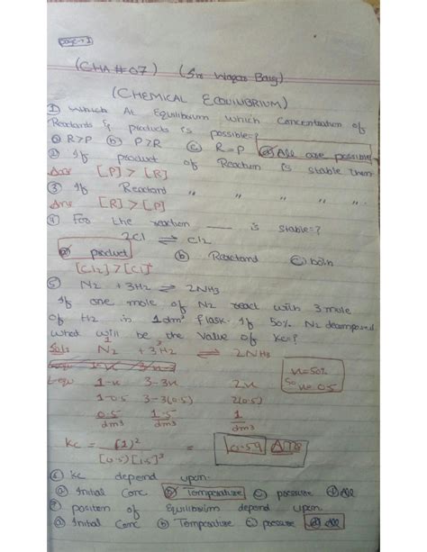 SOLUTION Chemical Equilibrium Mcqs With Solution Studypool