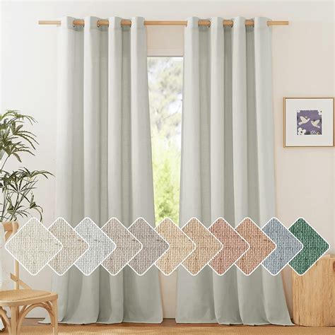 Amazon NICETOWN Linen Gray Curtains For Windows Grommet Top Thick