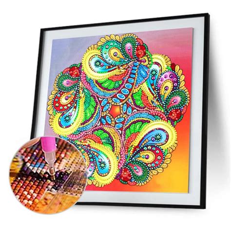 Cuadros Decorativos 5d Diamante Pintura Mandala Forma Especial Parcial Cristal Taladro Diy