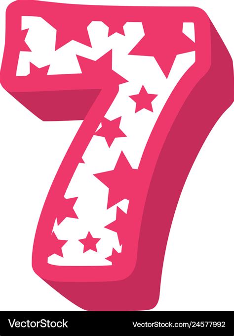 Cute Number Seven With Stars Pattern Royalty Free Vector