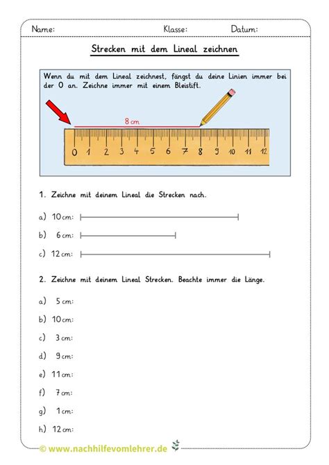 Strecken Mit Dem Lineal Zeichnen Kostenloses Arbeitsblatt Pdf