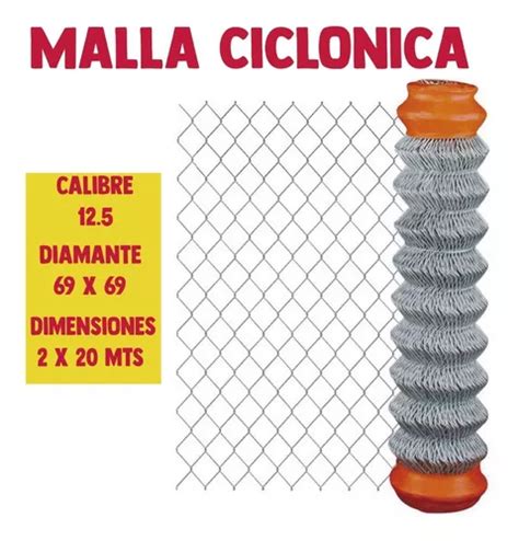 Rollo De Malla Ciclónica 2x20 Mts 63x63 Cal 12 5 5 Piezas