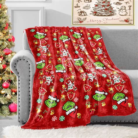 Christmas Fleece Blanket Red Christmas Throw Lightweight