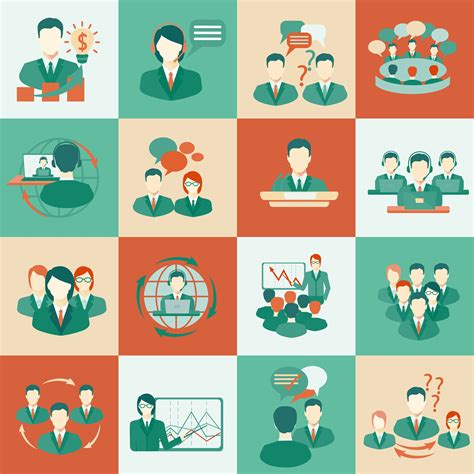 Meeting Icons Set Flat 454944 Vector Art At Vecteezy