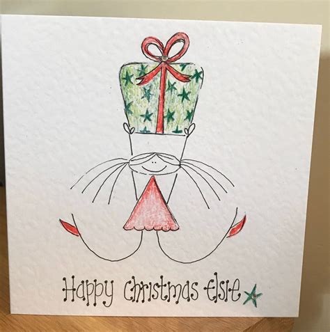 Christmas Card Hand Drawn Christmas Present Card Handmade Etsy