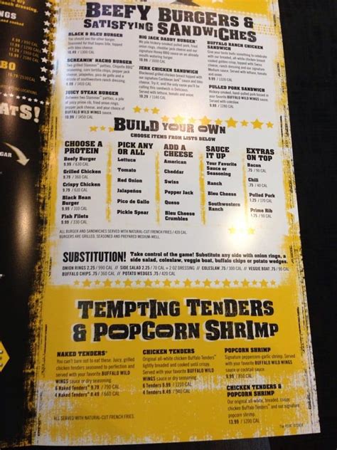 Menu At Buffalo Wild Wings Pub And Bar Medford