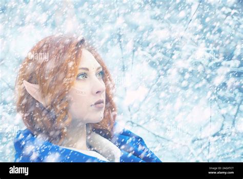 Elf Fairy Woman Elf The Princess In The Christmas Winter The Concept