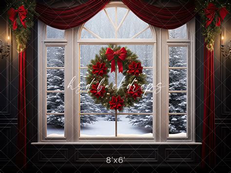 Classic Christmas Window Photo Backdrop For Holiday Portraits Hsd