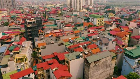 HANOI VIETNAM APRIL 2020 Aerial Panorama View Of The Roofs Of