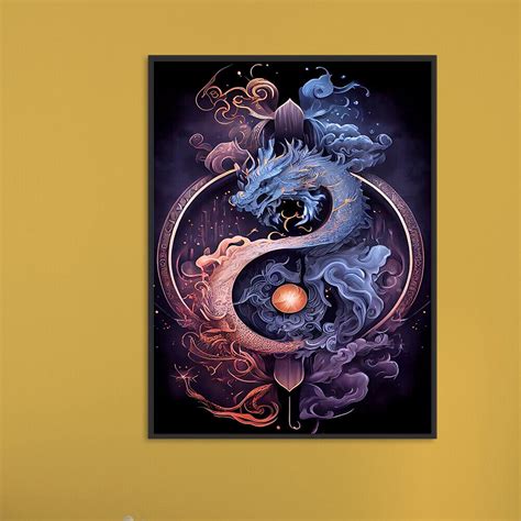 5D DIY Full Round Drill Diamond Painting Tai Chi Yin Yang Dragon Kit