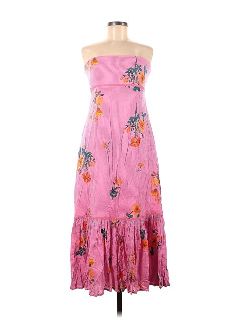 Free People 100 Viscose Floral Motif Pink Casual Dress Size M 68