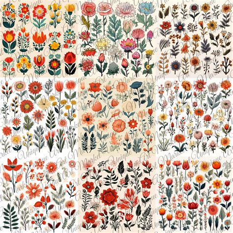 Vintage Printable Fussy Cuts Flowers Mega Pack V4 24 Digital Fussy Cut