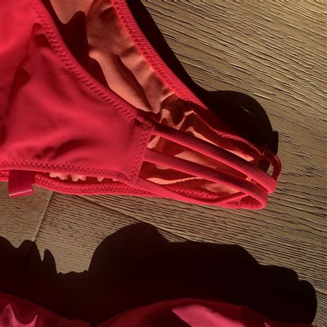 Victoria Secret PINK Hot Pink Strapless Two Piece Depop