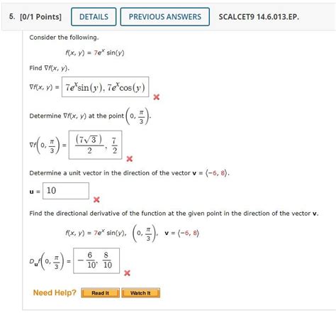 Solved Consider The Following F X Y 7exsin Y Find ∇f X Y