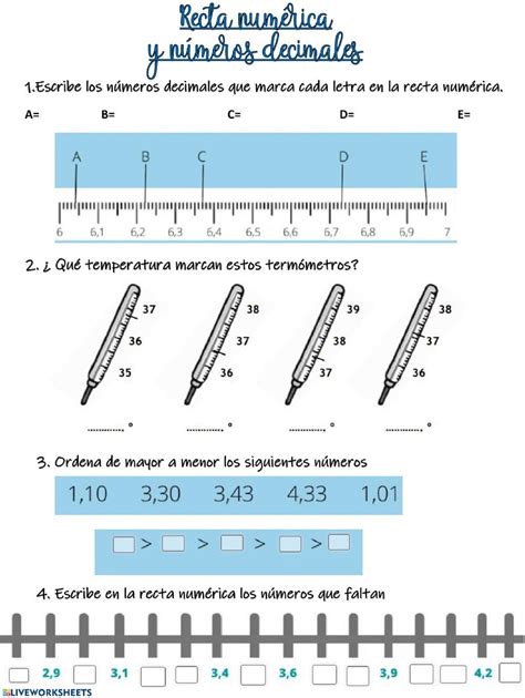 Ficha Online De Numeros Decimales Para Puedes Hacer Los Ejercicios