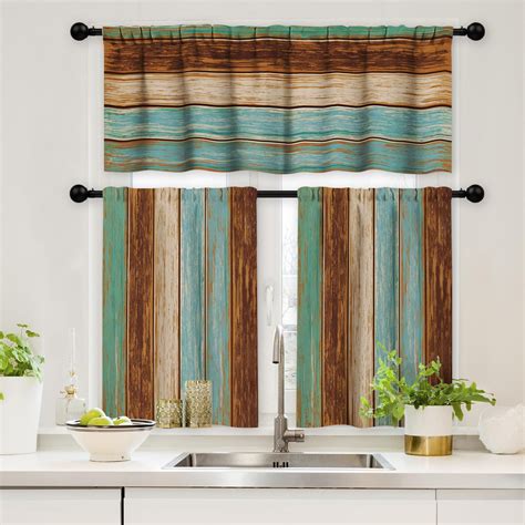 GALMAXS7 Kitchen Window Curtains 3 Piece Set, 36 Inch Short Kitchen ...