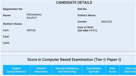 My Ssc Cgl Pre Marks SSC CGL Score Card 2023 SriGenio Ssc