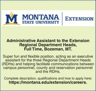 Administrative Assistant Montana State University Extension Bozeman Mt