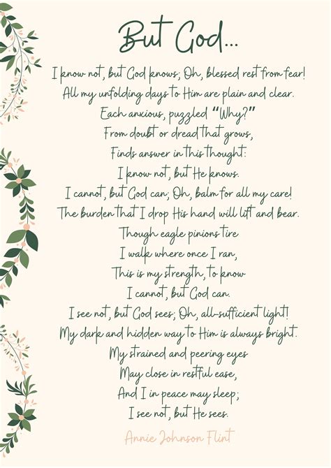 Printable Poem Annie Johnson Flint But God Cream Etsy