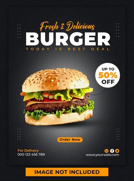 Premium Psd Fresh And Delicious Burger Poster Design Template