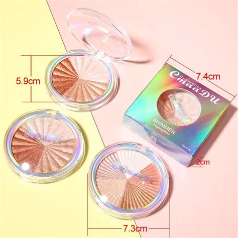 Jual CmaaDu Shimmer Highlighter Glitter Highlighter Palette Pencerah