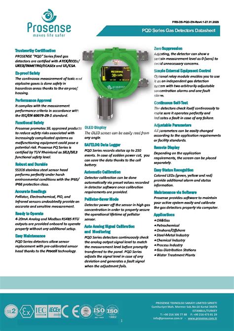 Pq Series Gas Detectors Prosense Prosense Products Inteccon