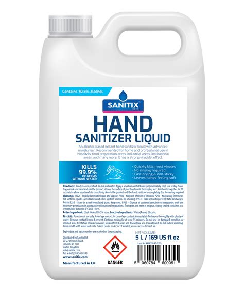 Hand Sanitizer Liquid 5l 169 Us Fl Oz Hand Rub Sanitizers And